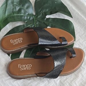 Franco Sarto Gem Black Slide Sandals Beach Vacation Summer Shoes
